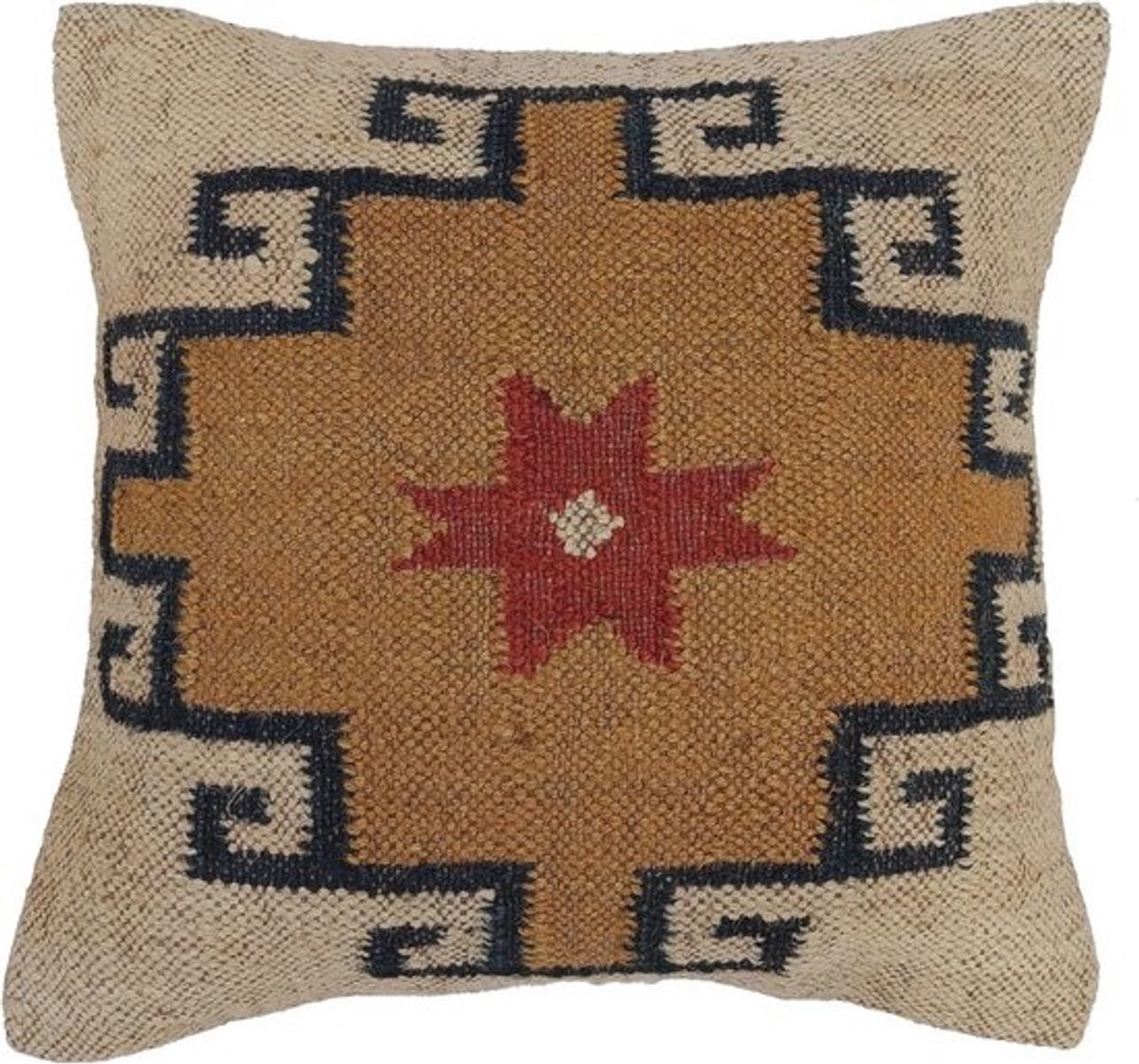 Kussensloop 45 x 45 cm met ster patroon - Handgeweven Kelim Kussenhoes voor Herfst Decoratie