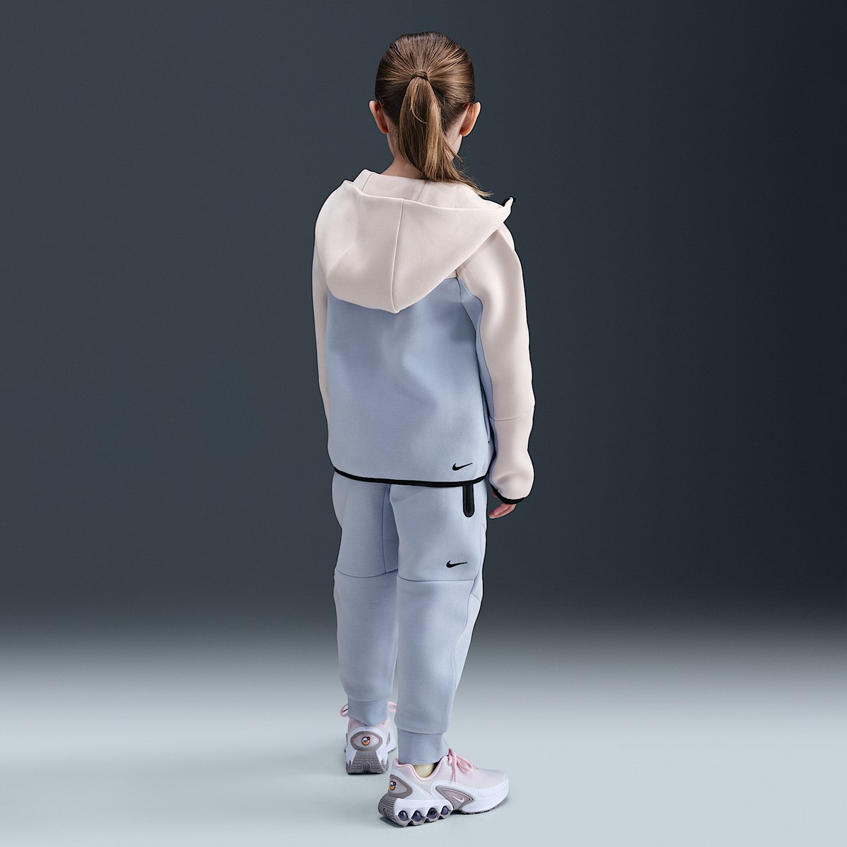 Nike Sportswear Tech Fleece Full-Zip Set Trainingspak – Ghost Gebroken Tech Fleece Lifestyle Kinder Trainingspak voor Jongens en Meisjes Wit
