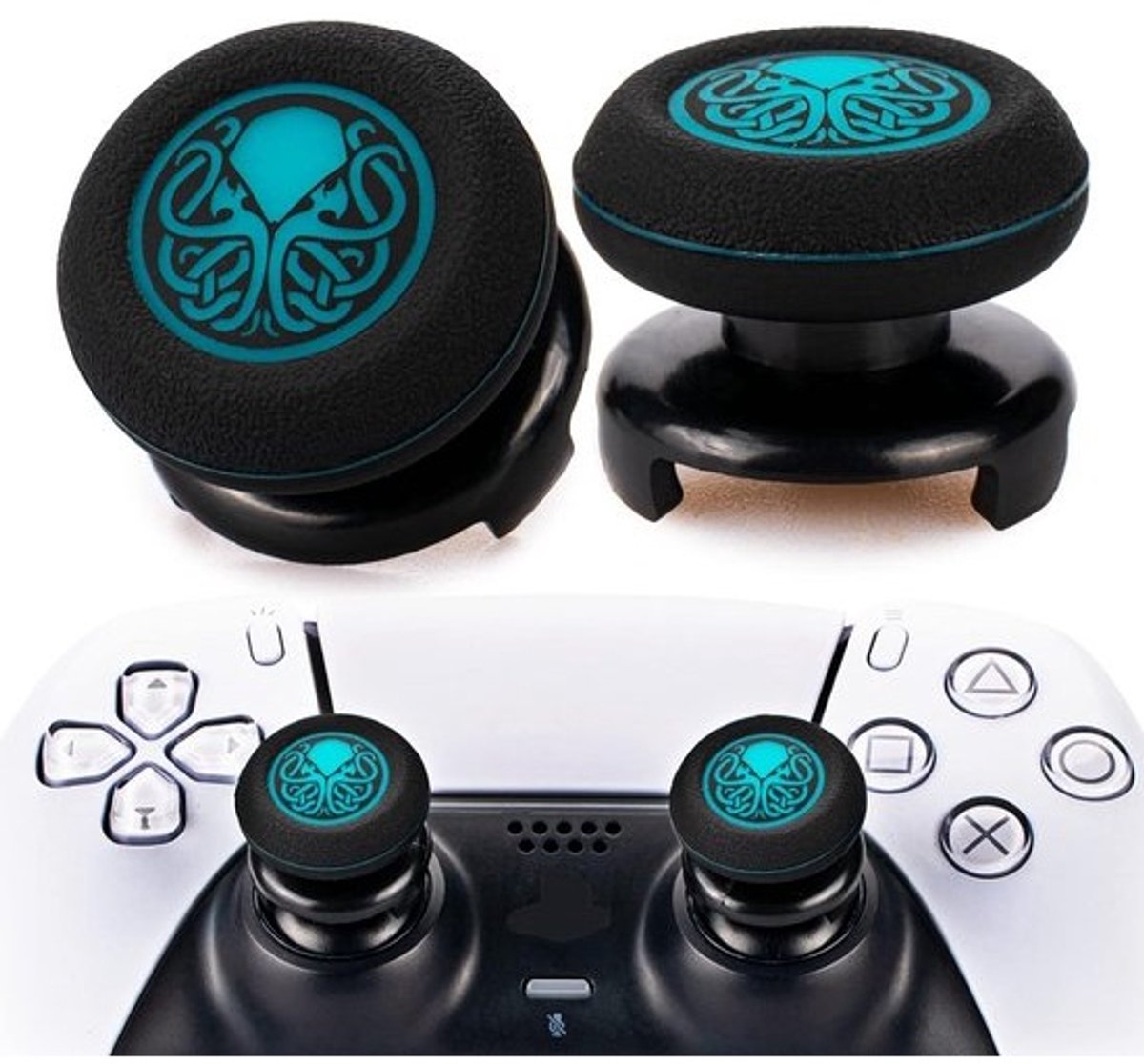 Set van 2 Thumb Grips Verhogers & Siliconen Sticks voor PS5 / PS4 Controllers