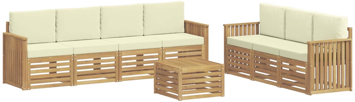 vidaXL - Sofa-Sets - 8 - st - Wit - en - crèmekleurig - Polyester