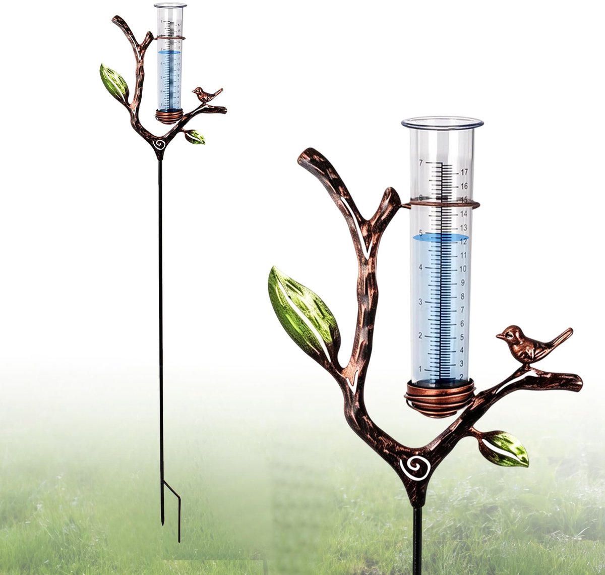 Regenmeter met grondpen - kunststof buis - vorstbestendig - nauwkeurige regenwatermeting voor tuinliefhebbers - ShopVlot