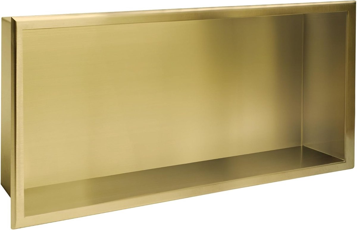 - Inbouwnis Met Plankje 9 30X60X10, Roestvrij Staal, Geborsteld Goud 10X60X30cm