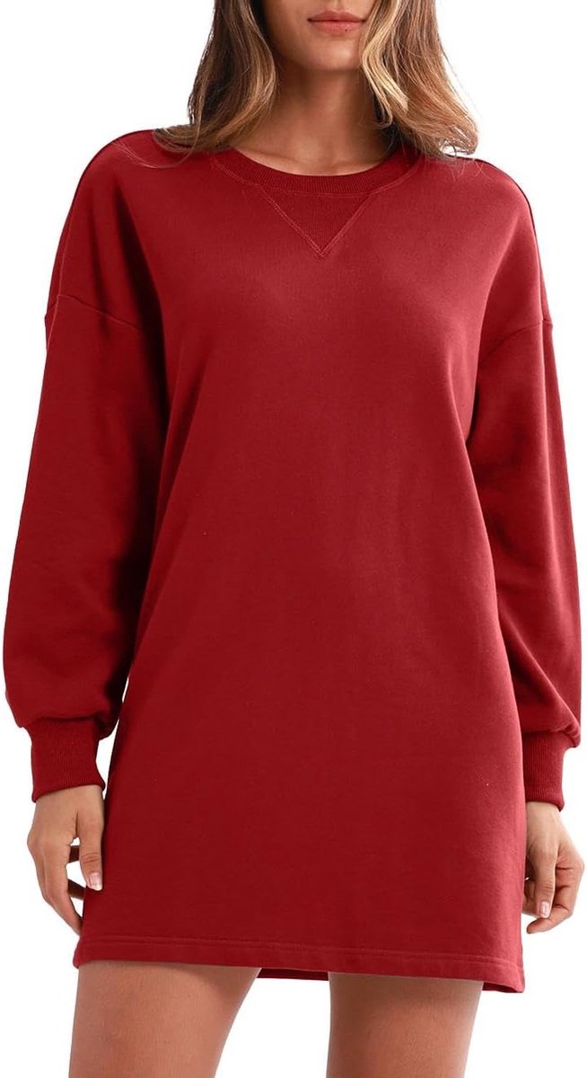 Sweatjurk voor dames, lange mouwen, lange mouwen, oversized, basic, sweashirt, tuniek, shirt, jurk, ronde hals, mini-jurk, herfst, winter
