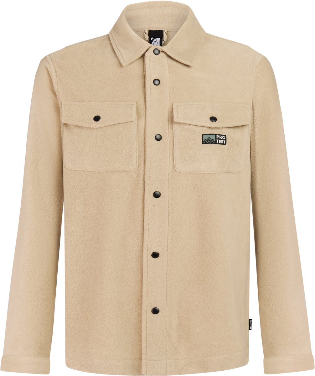 Protest PRTGogh Shirt Heren Overshirt Outdoor -Fleece Drukknopen Beige