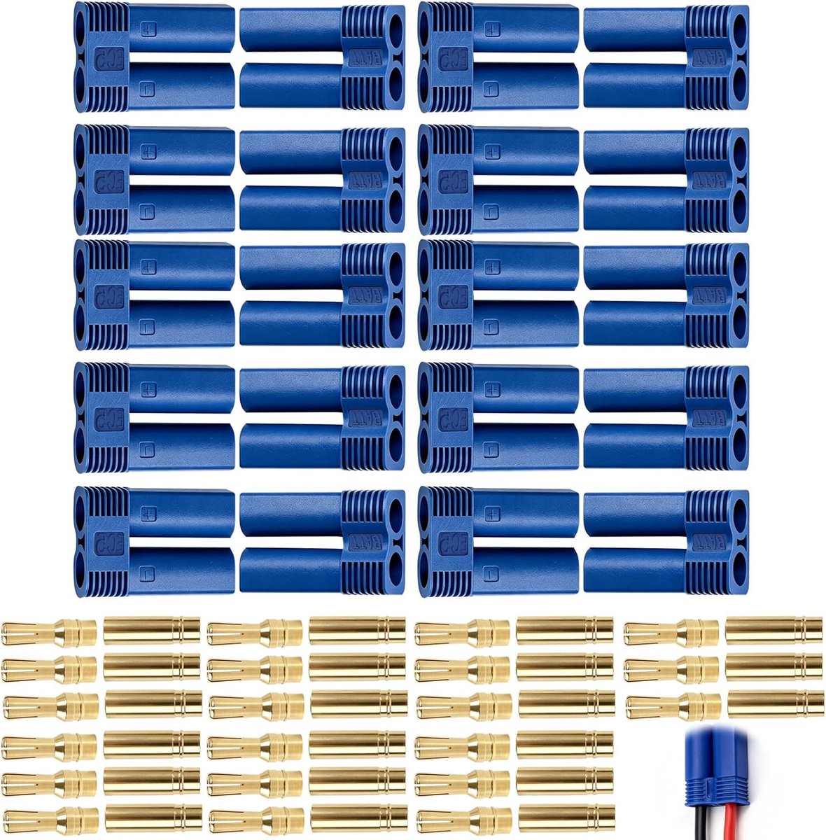 10 stuks EC5-stekkers mannelijk en vrouwelijk 5 mm, accuklem EC5, gouden banaanstekker voor LIPO-batterij, ESC, modellen met kortsluitbeveiliging