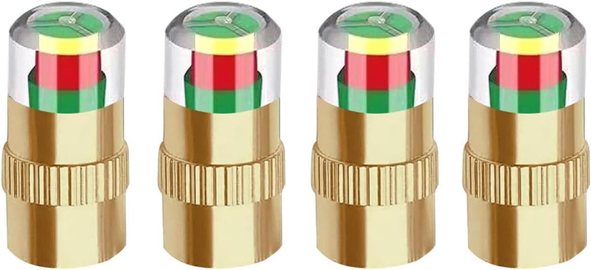 Set van 4 Gouden Ventieldoppen voor Auto, Schrader Ventiel, Bescherming tegen Stof en Luchtlekken