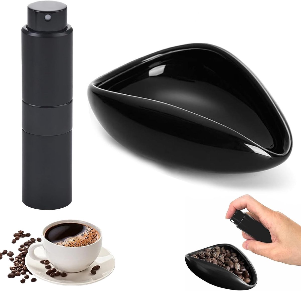 Doseerbekerset, keramische koffie doseerschaal met spuitfles
