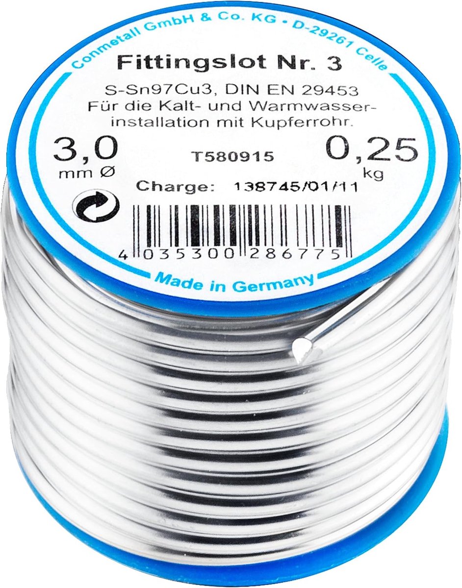 Soldeerfitting voor koperen buizen, messing, 250 g, zilverkleurig, 97% zuiverheid