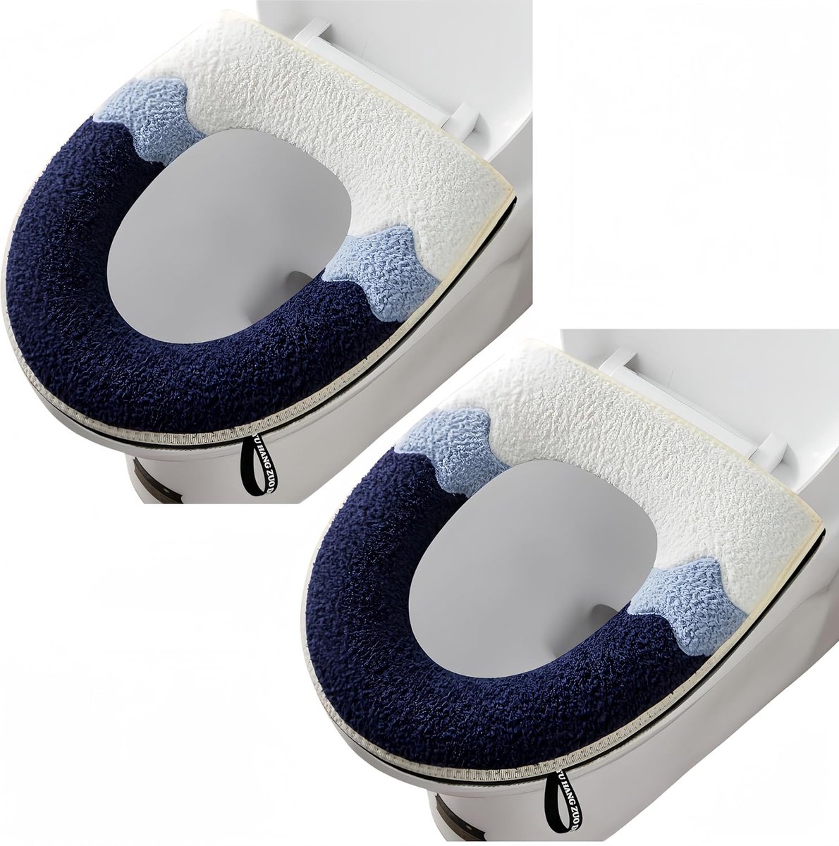 2 Stuks Dikkere Badkamer Zachte Toiletstoelhoes Pad met Handvat Toilet Deksel Cover Kussen Zacht Dikker Wasbaar Past Alle Ovale Toiletzittingen Grijs