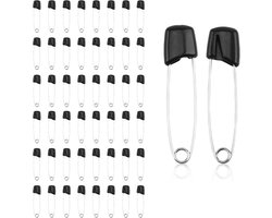 Extra grote veiligheidsspelden voor baby's - 50 stuks, 55 mm, roestvrij staal met plastic sluiting, ideaal voor luiers en kleding