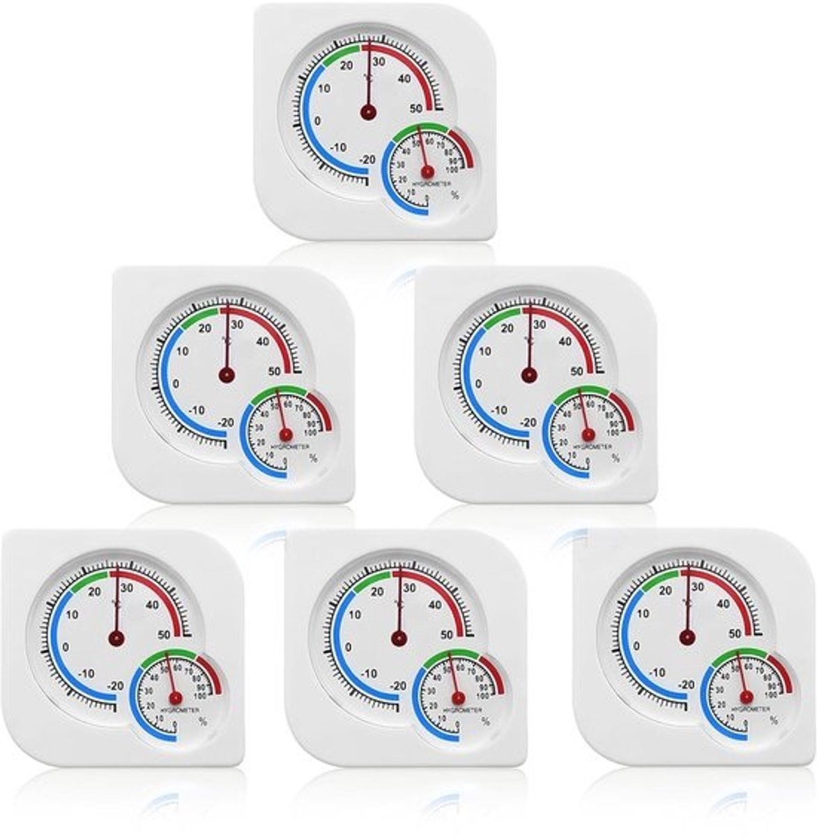 Analoge thermo-hygrometer 75 x 75 cm - Binnen en buiten monitor - Temperatuur hygrometer - Huizen kassen .