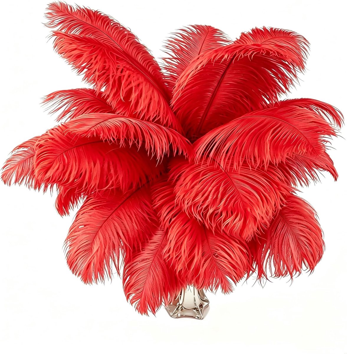 Veren, premium kwaliteit, verpakking van 10 stuks, 35-40 cm, met de hand geselecteerd, voor knutselen, bruiloften, verjaardagen en uitvoeringen (rood)