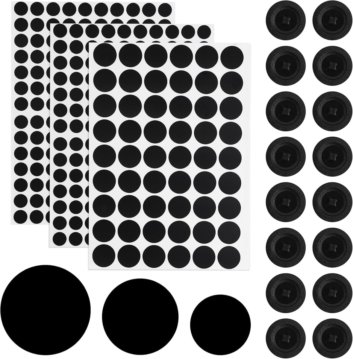 50 stuks ronde afdekkapjes, schroeven, met 290 zwarte schroefafdekking, zelfklevend, 3 maten, afdekdoppen, waterdicht schroefgat, voor bureaus