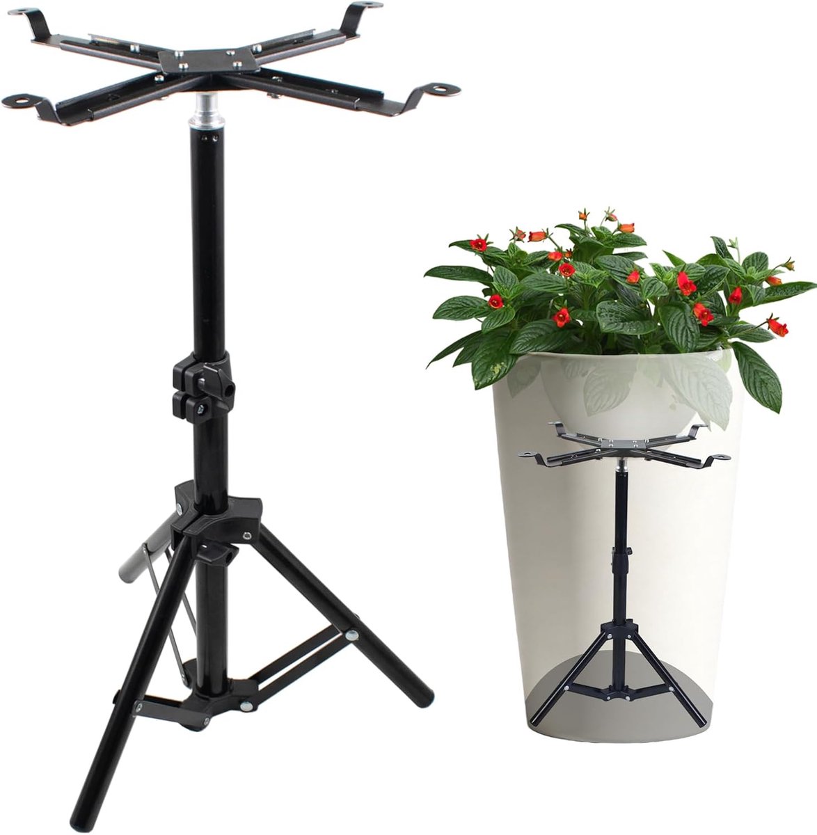 Metalen plantenverhoger voor gebruik in potten, 30-50 cm verhoging, inzetstuk voor grote hoge bloempotten, plantenpotlifter en potvuller (bovenkant 20-35 cm)