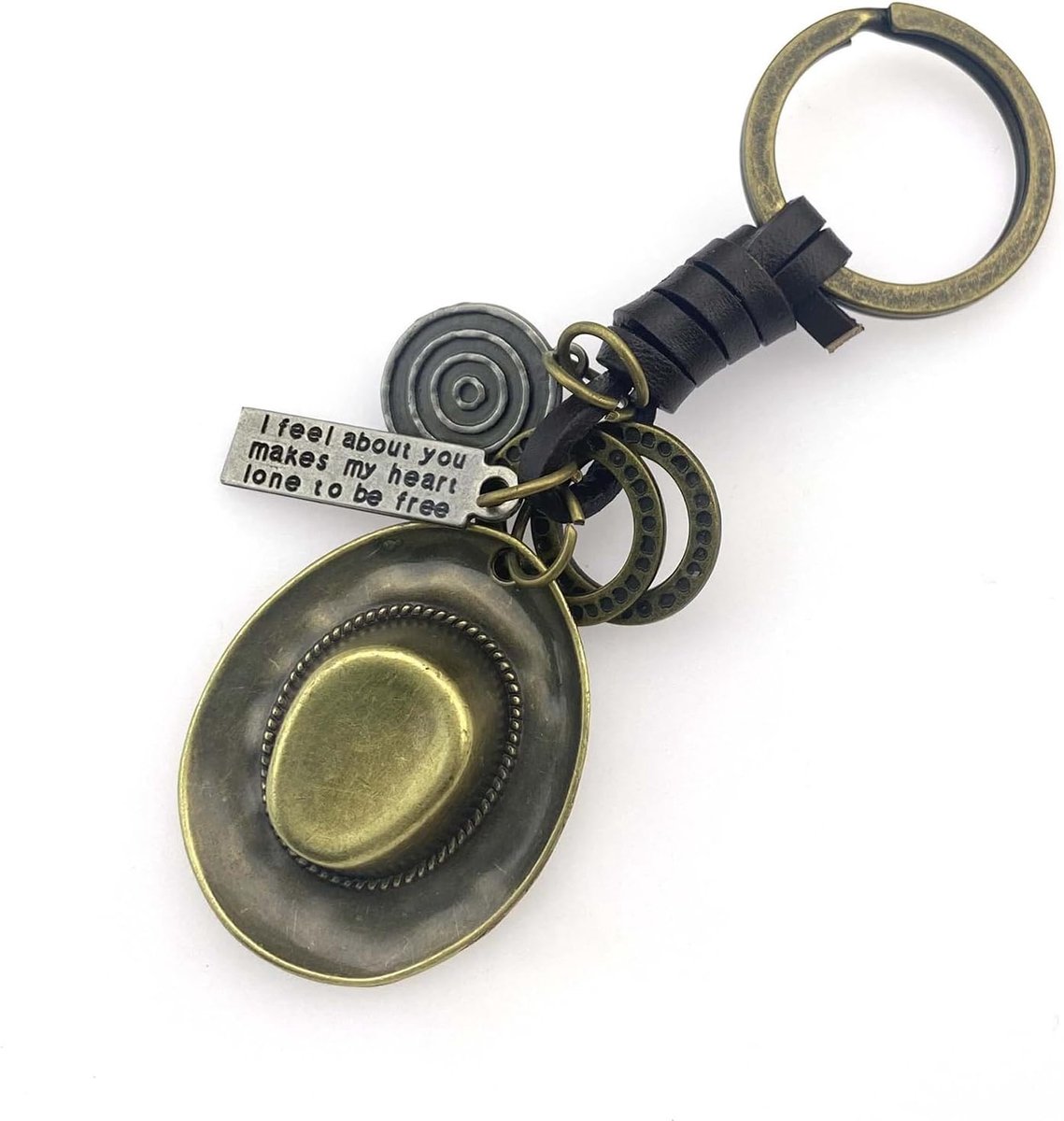 Sleutelhanger, sleutelhanger van leer en metaal, gepersonaliseerde sleutelhanger geluksbrenger cadeau voor Valentijnsdag, verjaardag, Kerstmis en jubileum, voor geliefden, echtgenoot