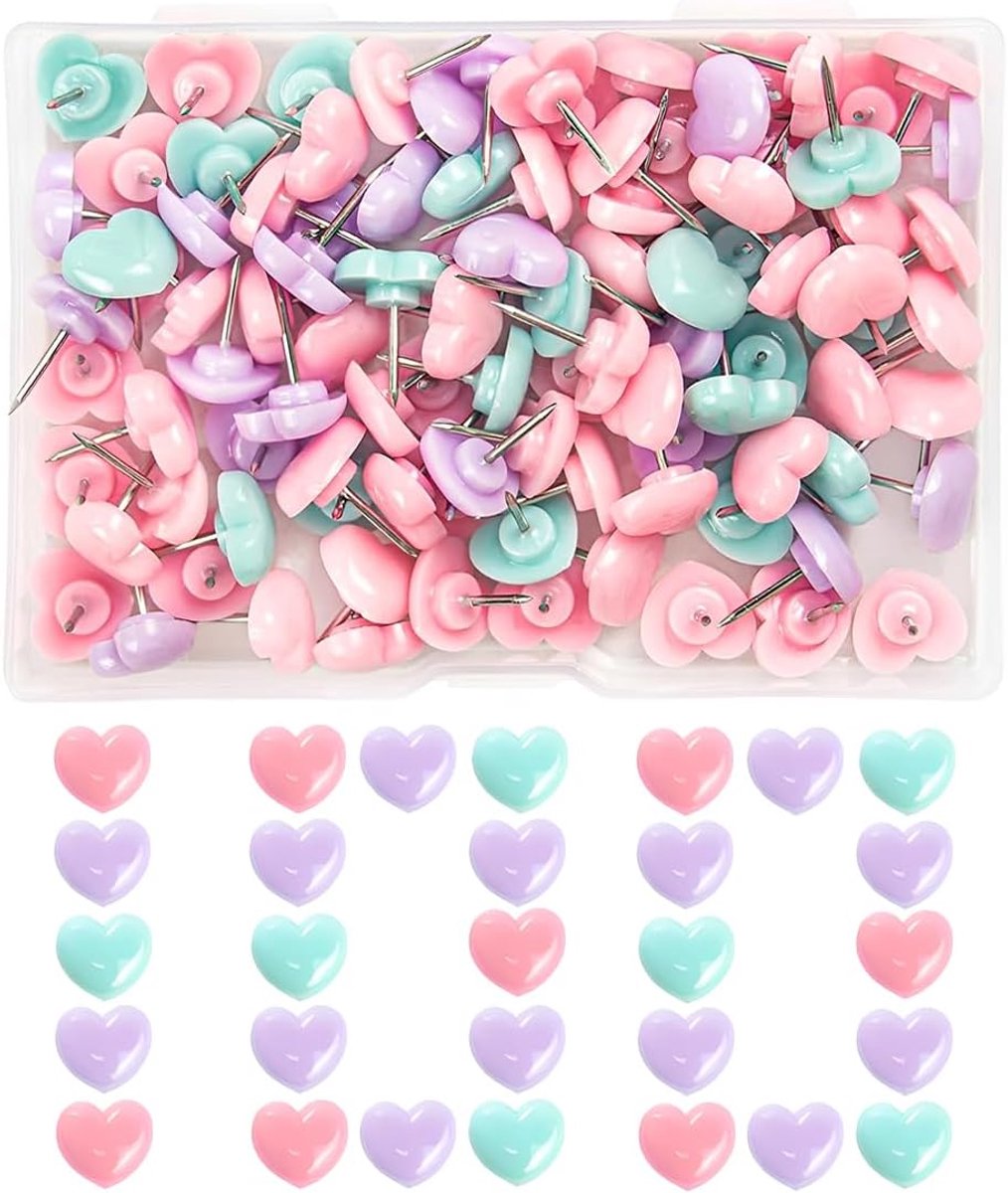 100 Hartvormige Prikknopjes,Decoratief Pastel,Opbergdoos