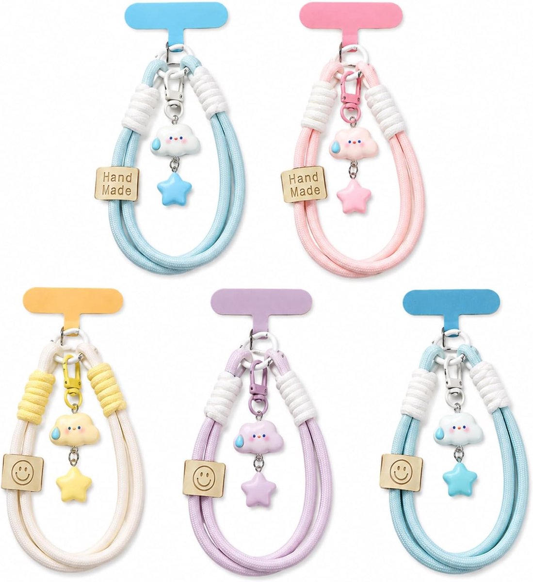 5 Stuks Telefoonkoord Kort Polskoord Telefoonhanger Wolk Ster Hanger