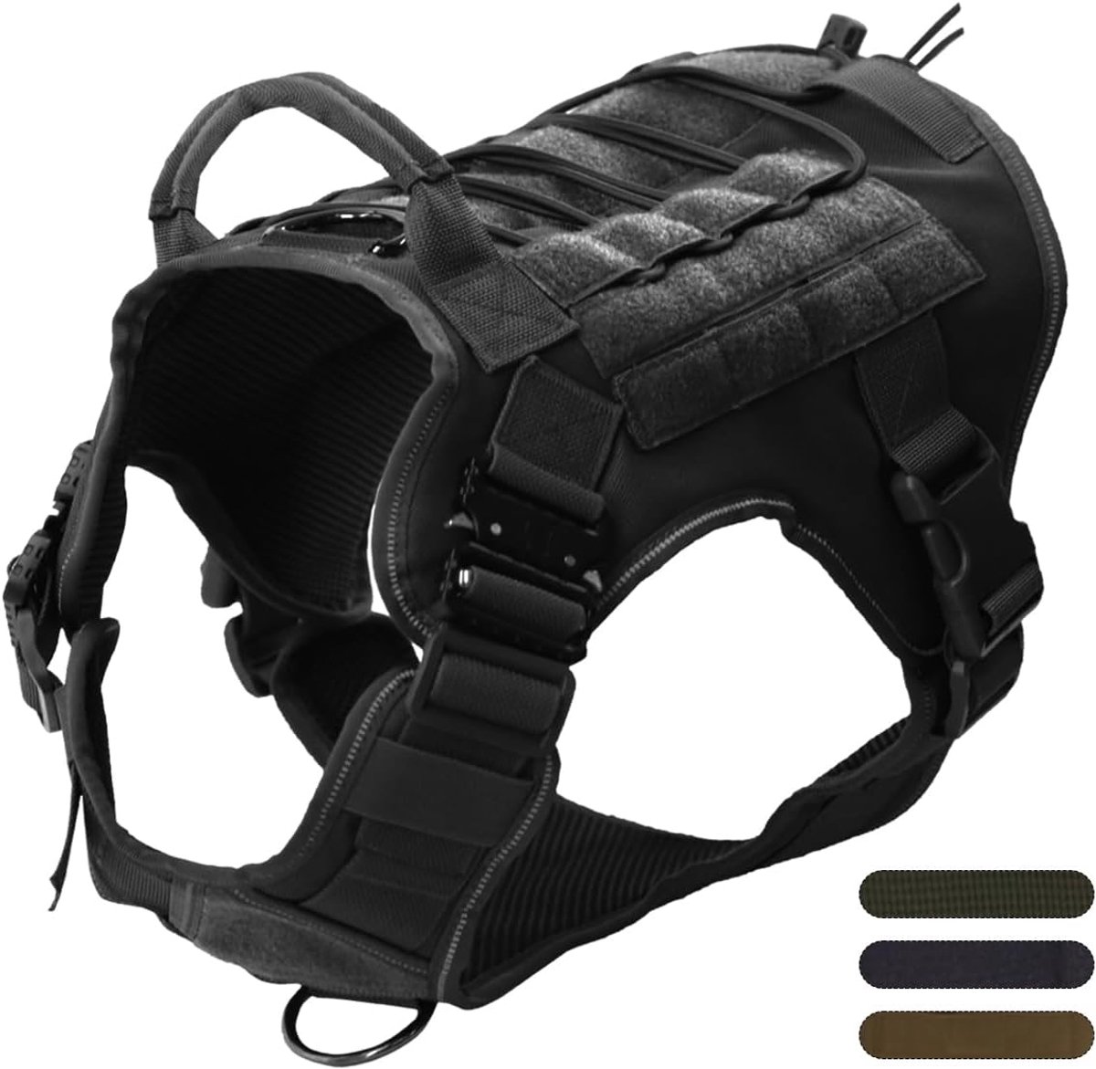 Hondenharnas, 3 Maten, Medium Groot Hondenharnas, Medium Hondenharnas met Tactical MOLLE en Metalen Gesp, Ademend Verstelbaar Hondenharnas