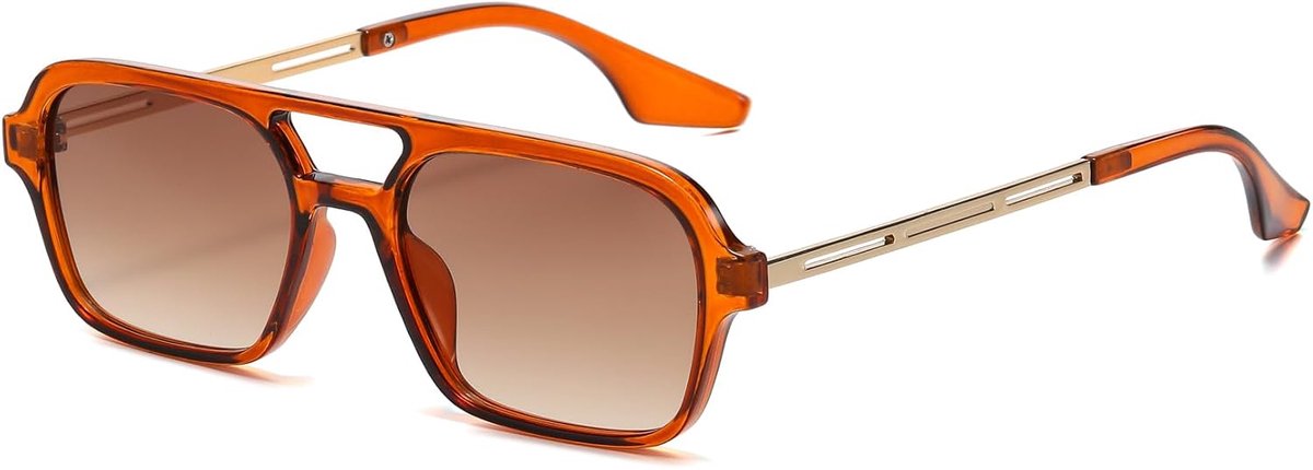 Jaren '70 vierkante zonnebril voor heren en dames, trendy, retro, rechthoekig, kleine tinten, cool, schattige modieuze bril
