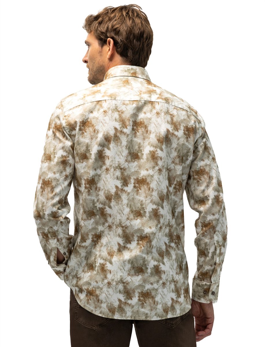 Overhemd State of Art beige geprint