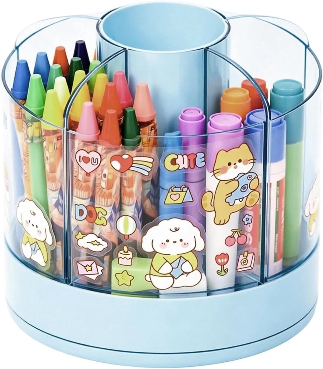 Praktische 6-Pocket Penhouder en Afneembare Bureau Organizer voor Efficiënte Werkruimte