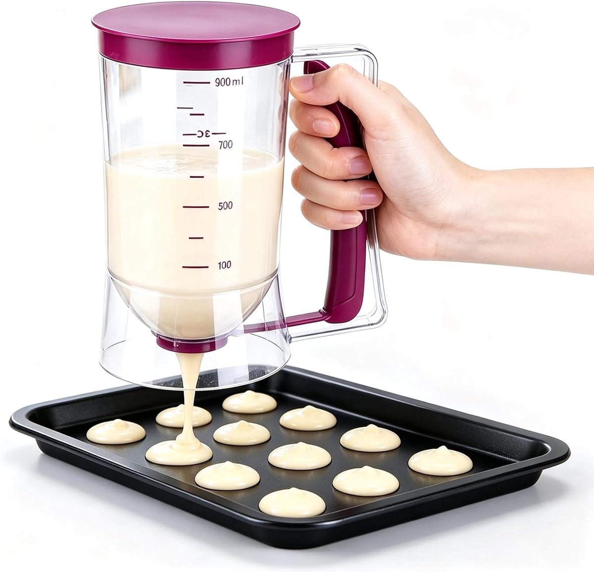 YAGXIG Handmatige pannenkoekenbeslagdispenser — Beslagdispenser — Wafelbakapparaat — Huishoudelijk beslagdispenser — Geschikt voor het maken van pannenkoeken, wafels, dorayaki en andere heerlijke snacks - 1 stuk