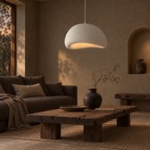 Wabi Sabi Hanglamp Groot 50 cm – Japandi Hanglamp met Sculpturale Resin Kap & Steeneffect – E27 Plafondlamp in Modern Japans Design voor Woonkamer, Eetkamer & Slaapkamer