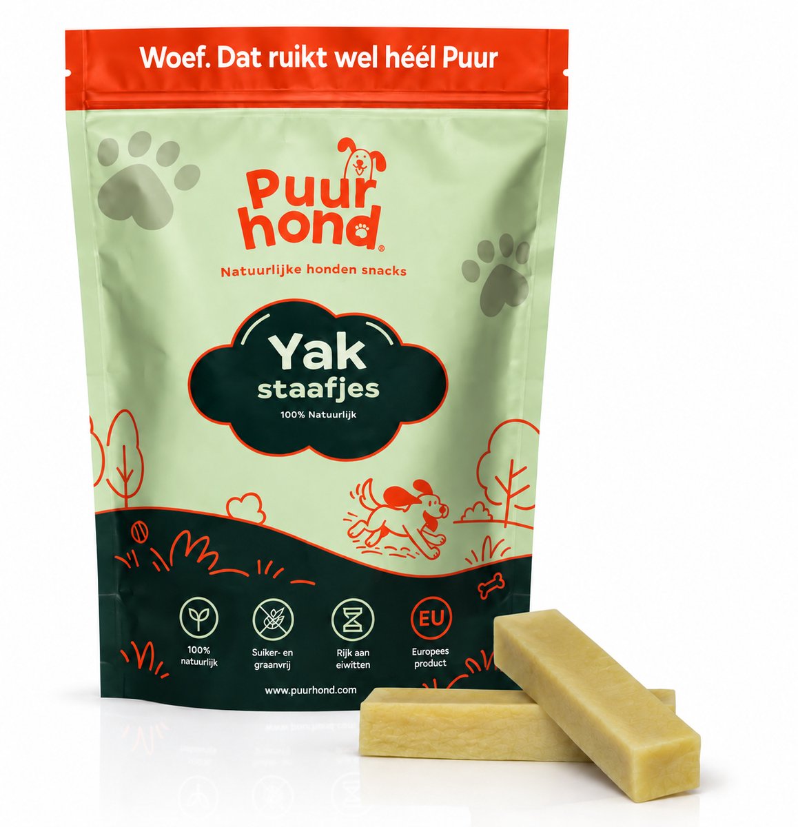 PuurHond – Hondensnacks – Originele Yakstaafjes voor Honden – Natuurlijke Yak Kauwsnack – Langdurig Kauwplezier – Maat L – 5 Stuks