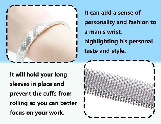 Set van 2 Zilveren Mouwhouders voor Dames - Elastische, Antislip Mouwsteunen voor Hemden en Blouses — afbeelding 2