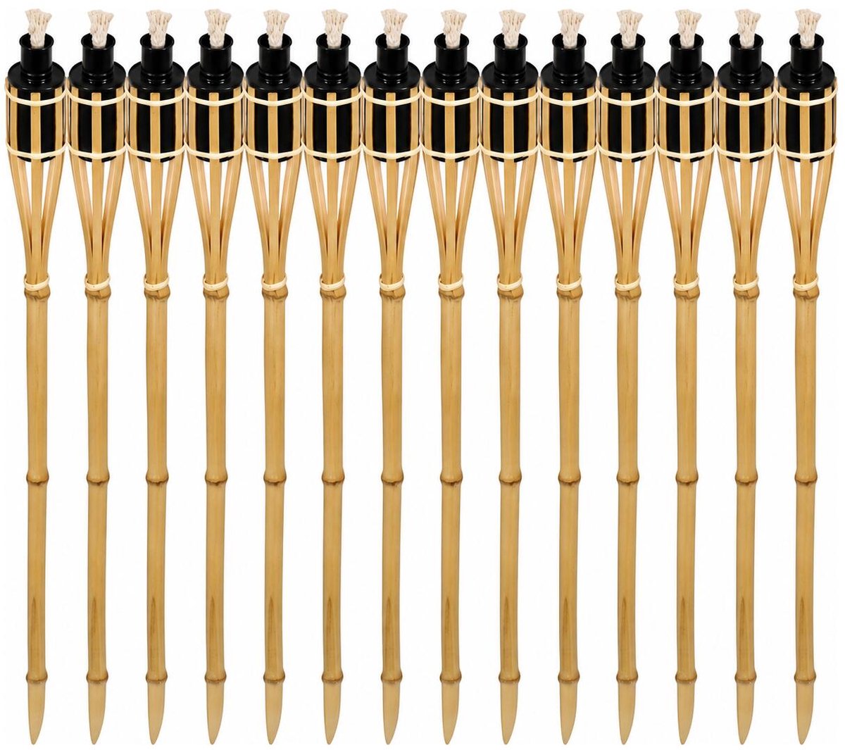 Bellatio design Tuinfakkels - 24x stuks - bamboe - 60 cm - navulbaar - fakkels