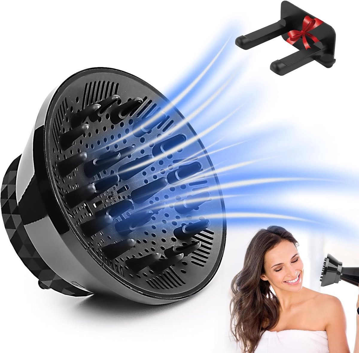 Universele föhndiffuser, diffuser geschikt voor krullend haar, verstelbare kruldiffuser van 3,5 cm tot 8 cm, universele kruldiffuser geschikt voor krullend of golvend haar