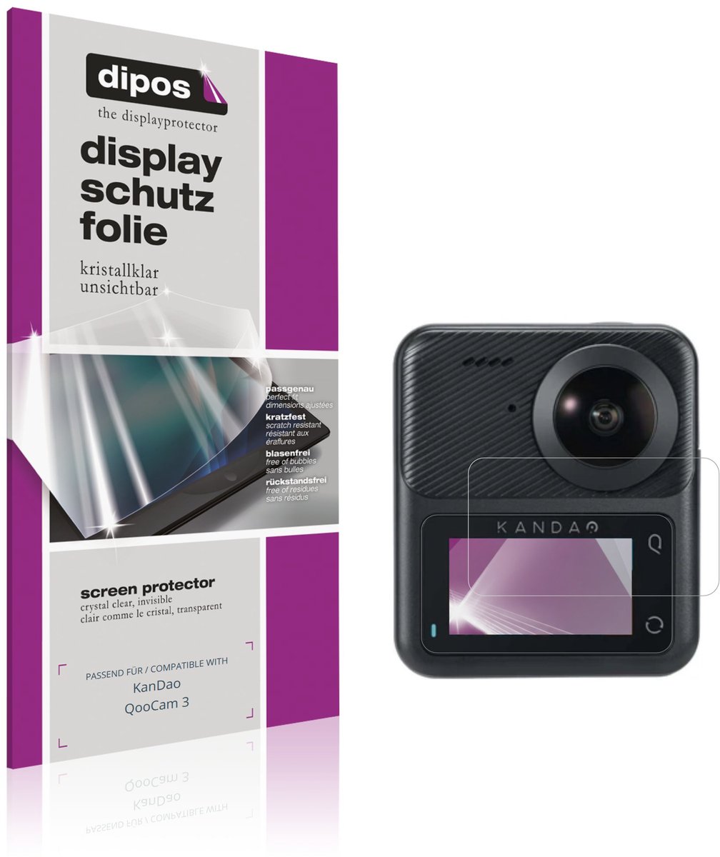 dipos – 4x Beschermfolie geschikt voor KanDao QooCam 3 | Krasbestendige & heldere Screenprotector Ultra-Thin