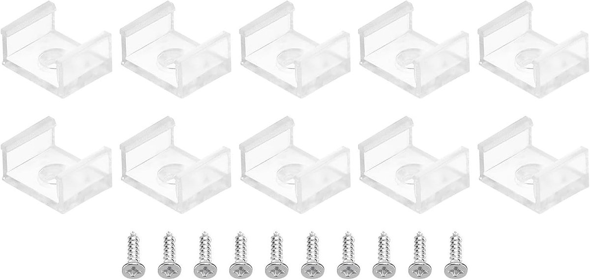 100 Stuks LED Strip Licht Clips - Waterdichte Bevestigingsbeugels voor 12mm Neon RGB Kabels met Schroeven, Transparant en Duurzaam