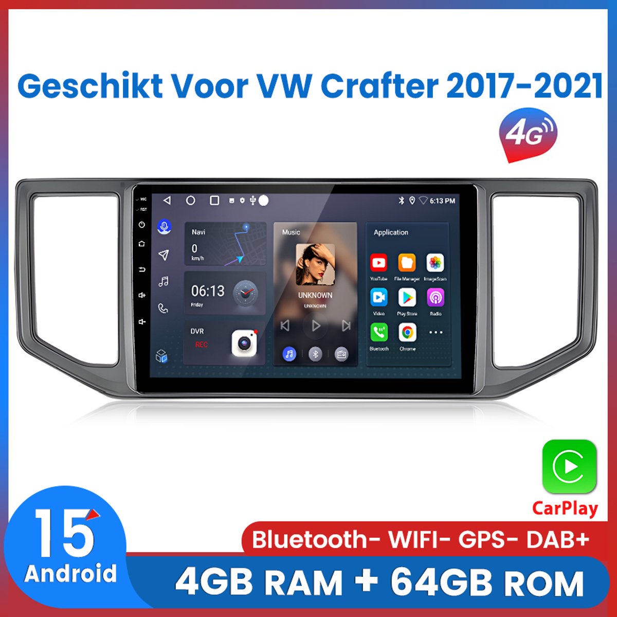 Awesafe 8-Core 4+64GB Autoradio - Geschikt Voor VW Volkswagen Crafter 2017 t/m 2021 - Draadloze Carplay Android Auto - GPS Navigatie 4G WiFi - Bluetooth Radio - 2017 2018 2019 2020 2021