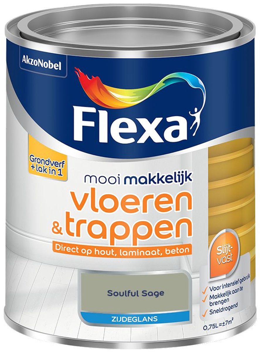 Flexa - Mooi Makkelijk Vloeren & Trappen Zijdeglans - Soulful Sage - 750 Ml - Kleur Van Het Jaar 2027