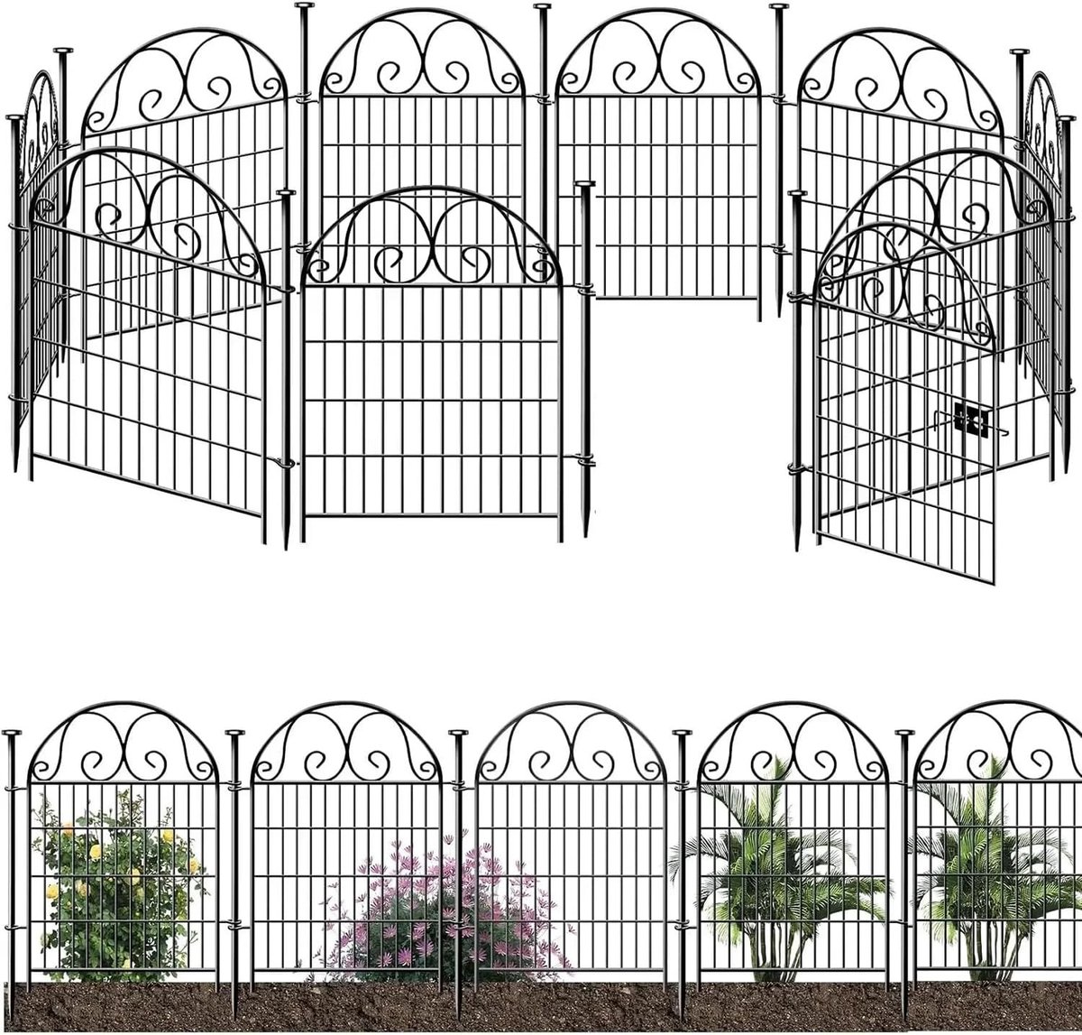 Decoratieve Tuinhekken van 90 cm Hoog en 70 cm Breed, Ideaal voor Bloembedden, Binnenplaatsen en Dierenbescherming, Set van 10 Stuks