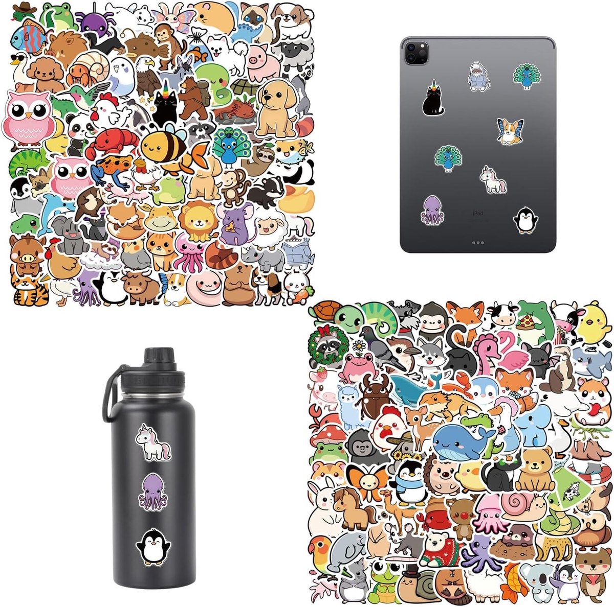 Leuke Dieren Stickers voor Kinderen, 200 Stuks, Waterdichte Patches met Schattige Ontwerpen voor Meisjes en Jongens