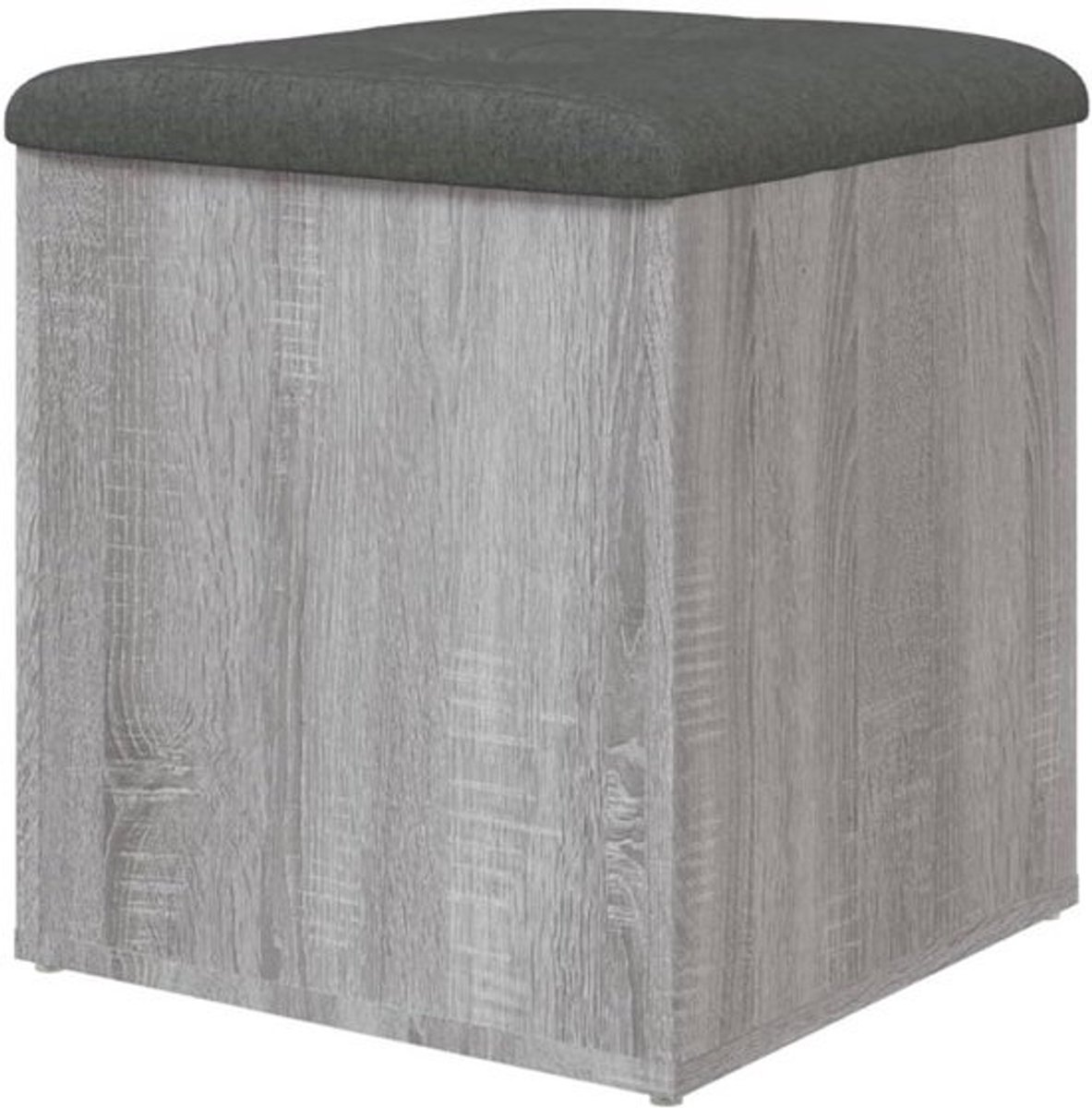 Opbergbank - Halbank - Ruimte Organiseren - Met Gekussend Zitting - 42x42x45 cm - Grijs Eiken