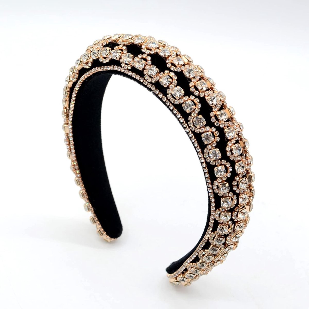 Glinsterende Haarband met Padded Design voor Dames - Kristallen Kroon Haaraccessoires voor Bruiloften en Feestjes