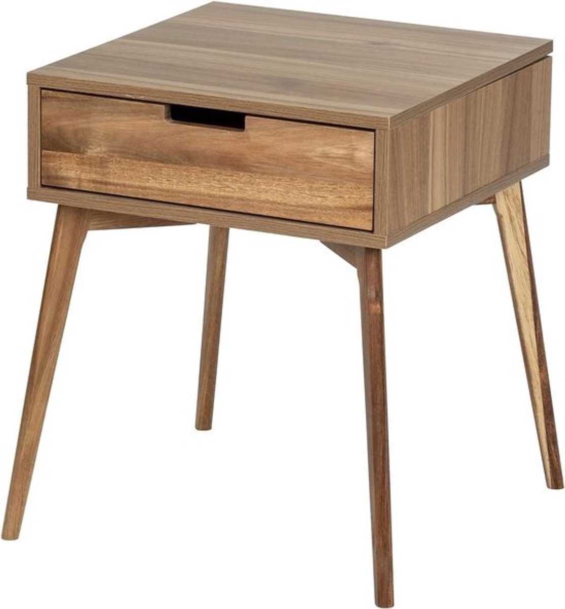 Bijzettafel met lade - Nachtkastje salontafel - Opbergen en decoreren - Uniek houtnerfpatroon - 50 x 55 x 50 cm