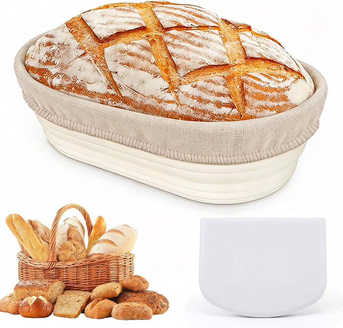 Rijsmandje Ovaal + Deegschraper