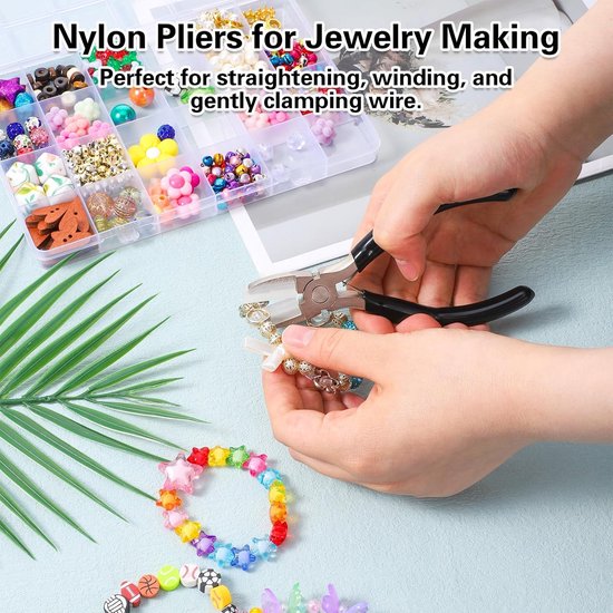 Tang, Backentang, Platte Tang, Nylon Tang voor het Maken van Sieraden, Antislip Nylon Bektang met Rubberen Handgreep voor Kralenwerk, Buigen, Vormen en Ander Handwerk, Koolstofstaal — afbeelding 5
