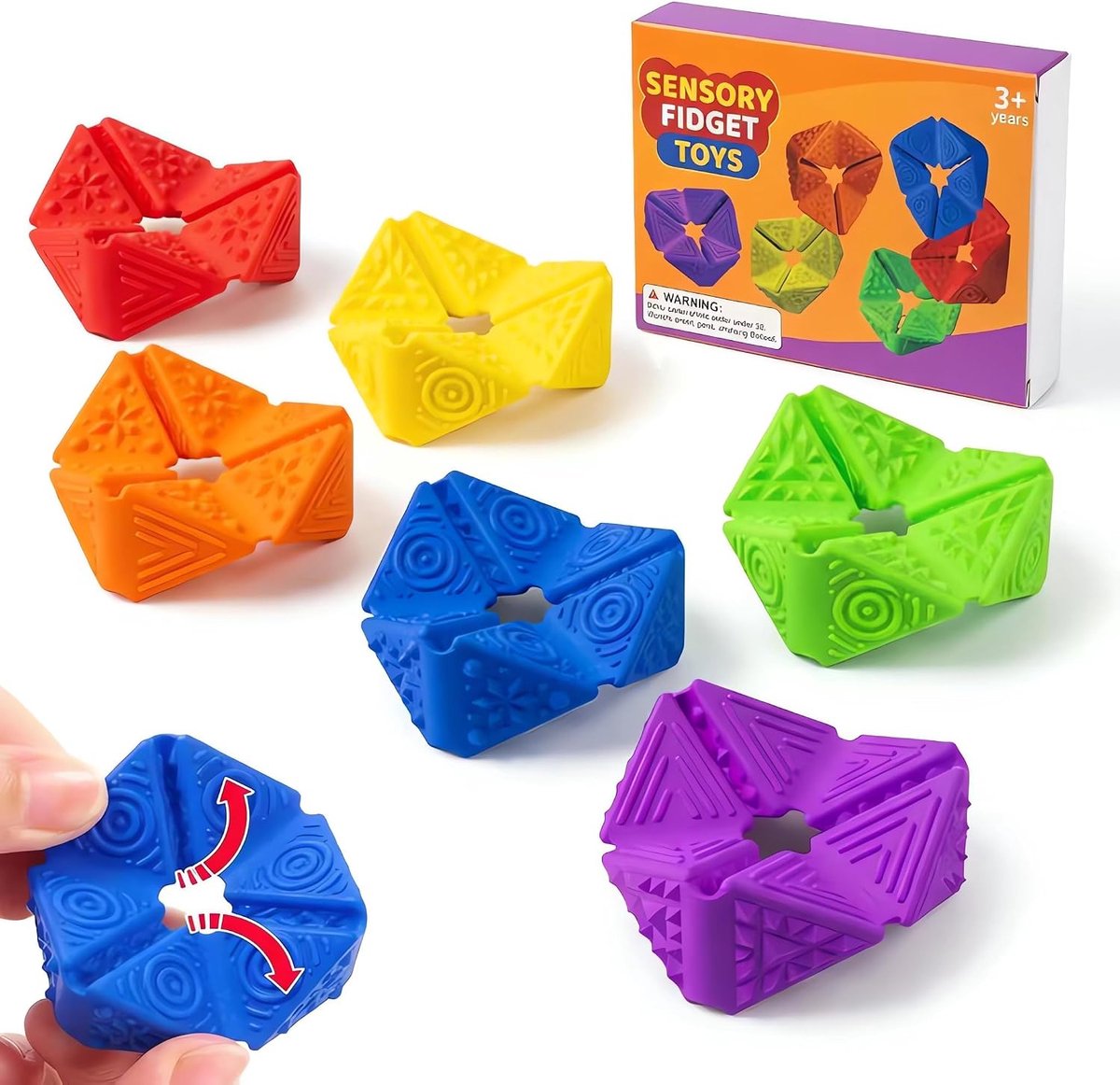 Flip Toys voor kinderen en volwassenen, 6 stuks sensorisch autisme voor speelgoed, anti-stress autisme speelgoed, fidget squishy speelgoed, angst, ADHD, kalmerend bij stress en angst