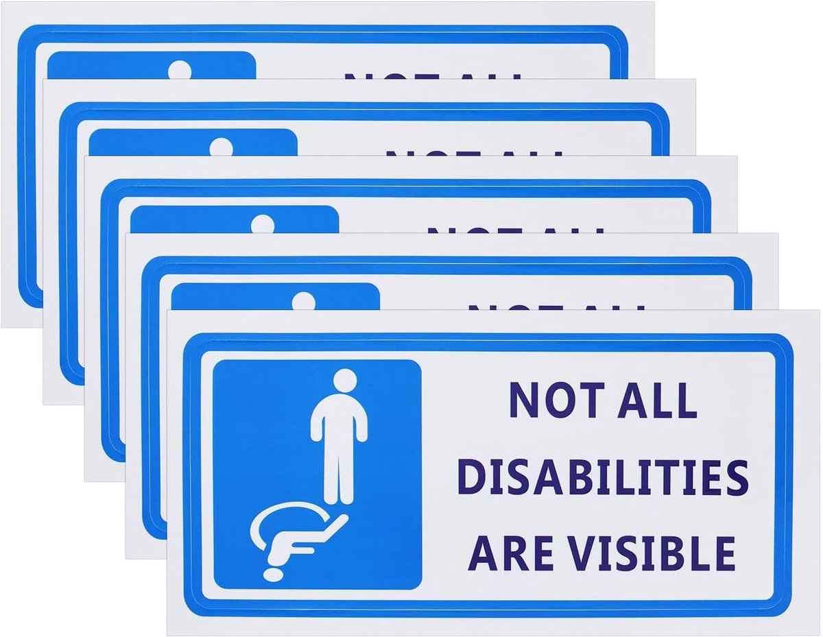 5 STKS Waarschuwingsbord NIET ALLE Handicap ZICHTBAAR Sticker Grote Sticker 90mm x 200mm voor Transport en Openbare Veiligheid Gehandicapte Auto Stickers