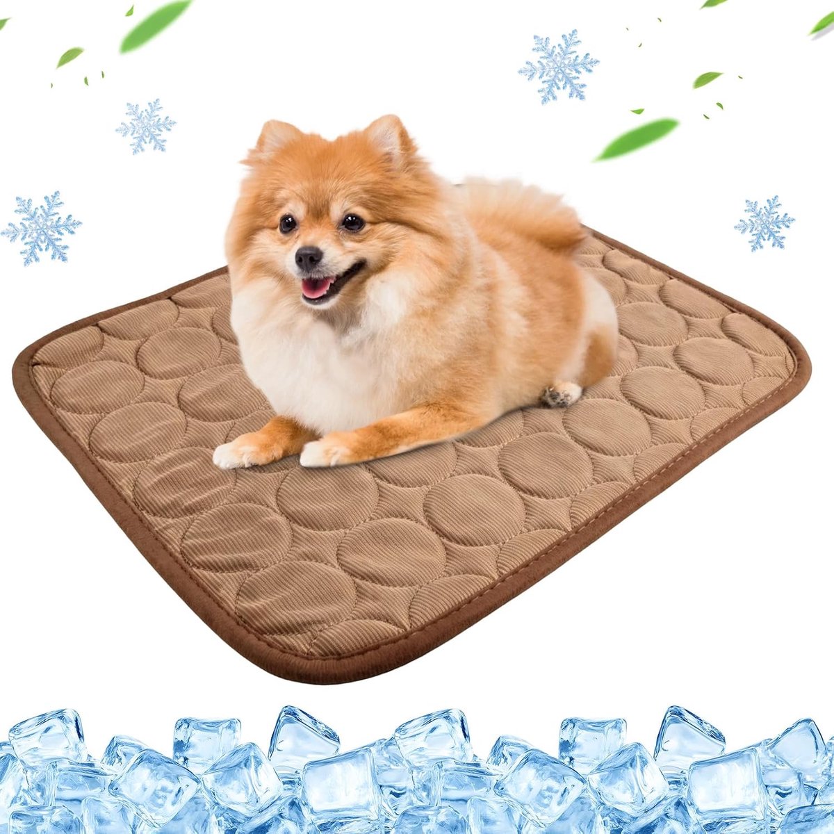 Koelmat voor honden, 50 x 40 cm, wasbaar, koelmat, zelfkoelende hondenmat, zomerkoelkussen voor honden en katten, hondenkoelmat voor thuis, onderweg, auto, reizen (bruin, S)