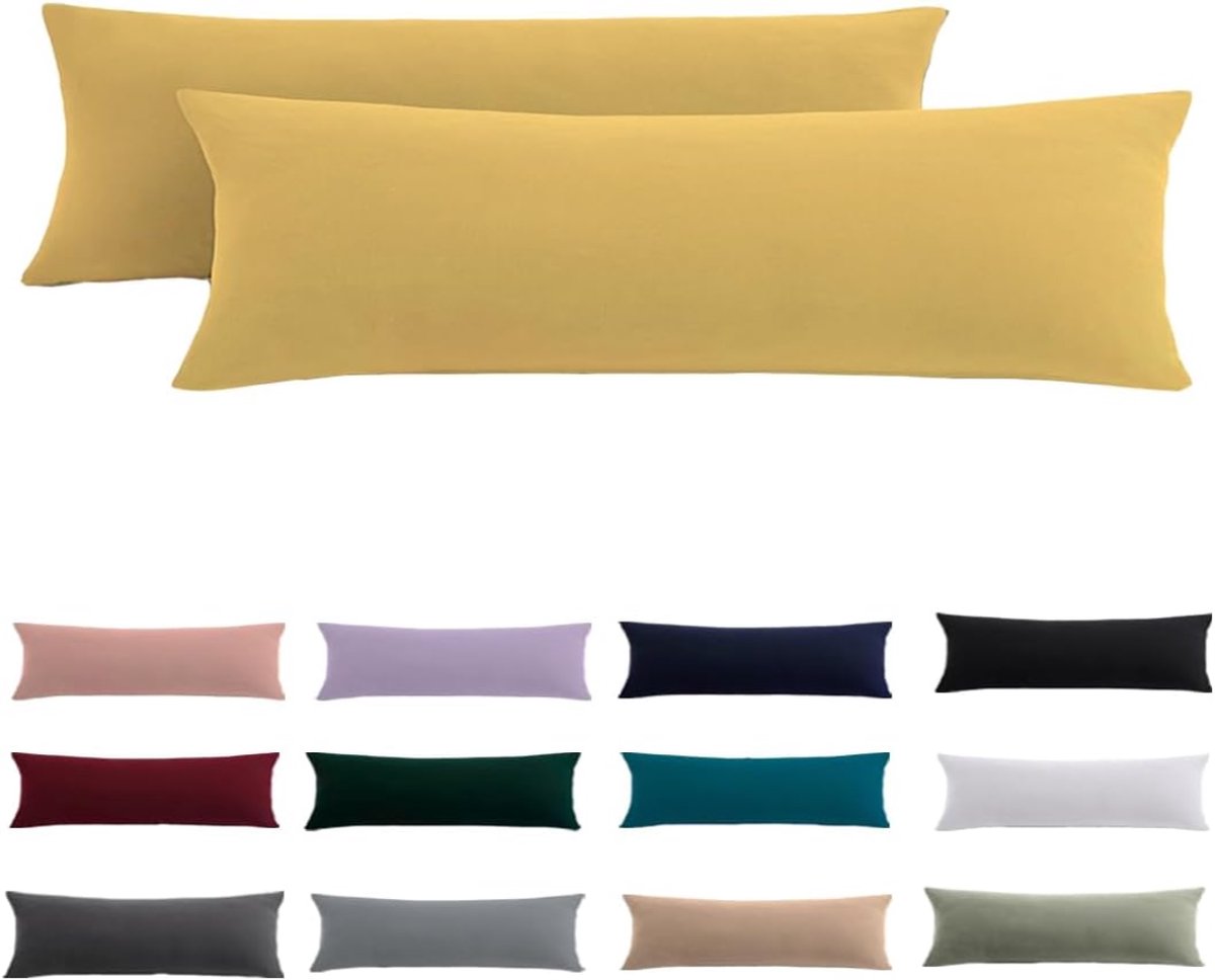 SP® Zijslaapkussen - Kussenovertrekken - Zijslaper Kussenhoes - Geel - 145cm x 40cm x 15cm