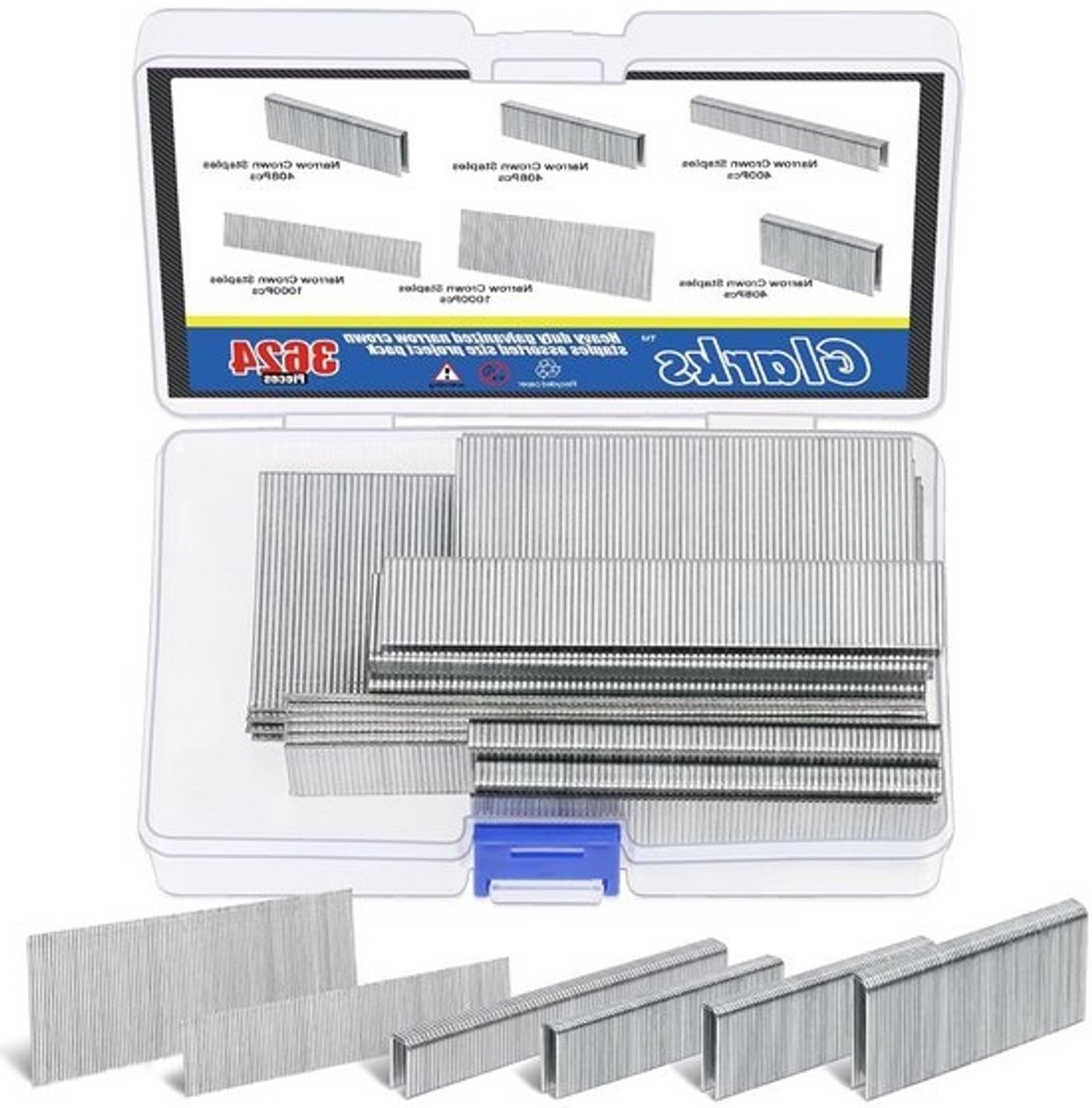 18 Gauge Smalle Kroonnietjes en Brad Nagels Assortiment - 3624 Stuks voor Elektrische Nietmachine