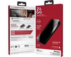 ZAGG Screen Protector Geschikt voor Apple Iphone 18 Pro - InvisibleShield Glass Elite - Privacy Glass - Gemakkelijke Installatie - Installatietray - Antibacterieel