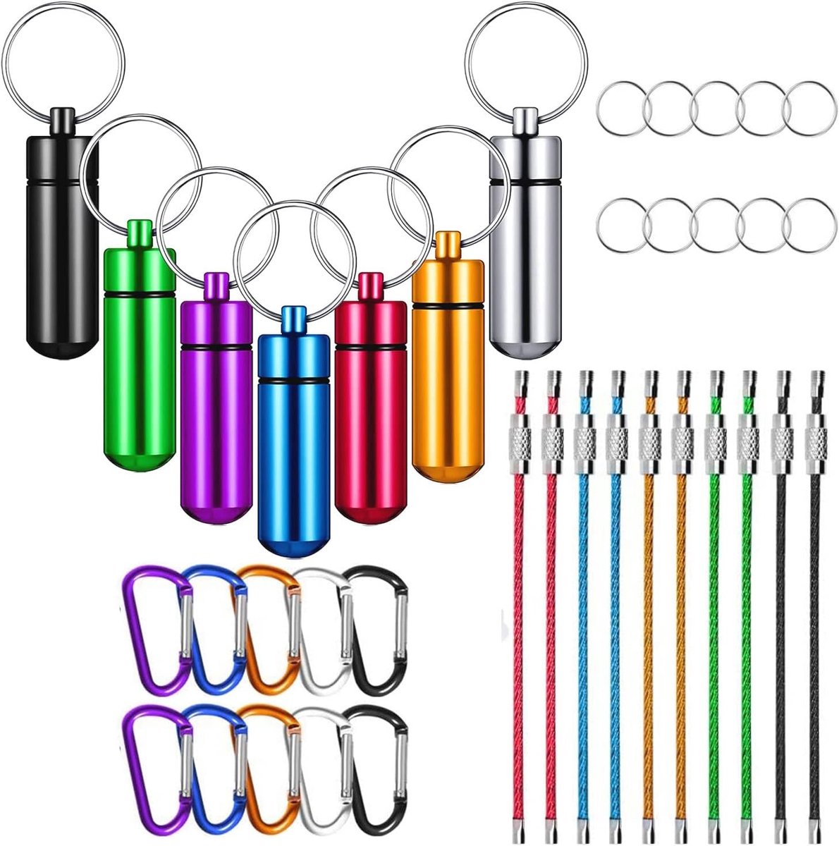 7-delige Mini Pillendoos Set, Waterdichte en Luchtdichte Sleutelhanger, Handige Capsules voor Medicijnen en Vitaminen