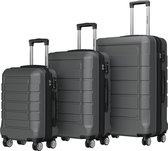 TRVLMORE Kofferset - 3 Delig - 42L Handbagage + 78L en 120L Ruimbagage - TSA Slot - Lichtgewicht - Reiskoffer set - Donkergrijs